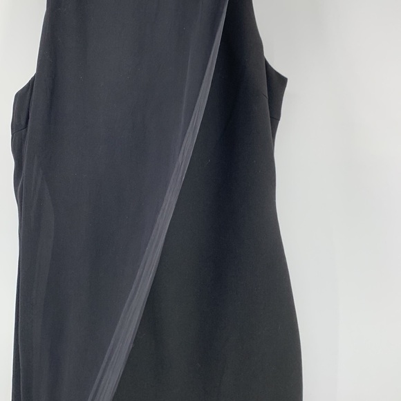 Elizabeth and James black shift dress chiffon drape sleeveless sheath 6 - Picture 3 of 5